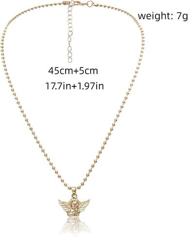 tenghong2021 Cupid Aesthetic Necklace Guardian Angel Cherub Necklace Angel Wings Y2K Pendant for Women Girls Gifts in Saudi Arabia