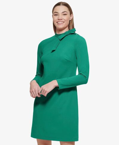 Calvin Klein Women's Long Sleeve Party Tie at Neck Dress in Kuwait