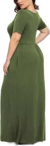 LONGYUAN Women's Plus Size Casual Dresses Short Sleeve Maxi Dress XL-6XL with Pockets in Kuwait