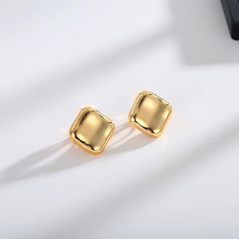 ENSKEFEN Square Clip On Earrings for Women Gold Clip-on Earrings Statement Clip Earrings Non-Piercing Geometric Earrings in Kuwait