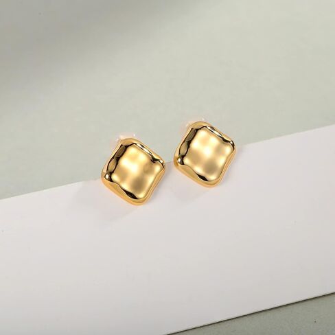ENSKEFEN Square Clip On Earrings for Women Gold Clip-on Earrings Statement Clip Earrings Non-Piercing Geometric Earrings in Kuwait