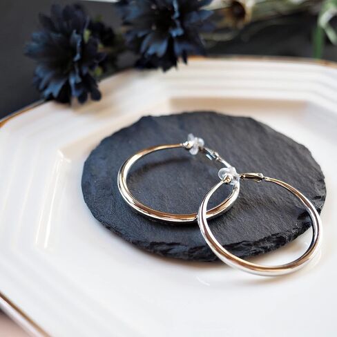 كليب على هوب أقراط الفضة ل ونين مكتنزة سميكة الذهب غير مثقوب هوب أقراط 39 مللي متر 49 مللي متر دمعة ميابي غريس in Kuwait