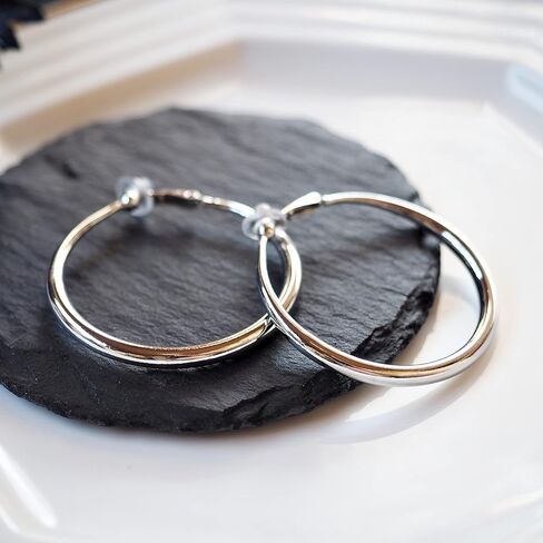 كليب على هوب أقراط الفضة ل ونين مكتنزة سميكة الذهب غير مثقوب هوب أقراط 39 مللي متر 49 مللي متر دمعة ميابي غريس in Kuwait