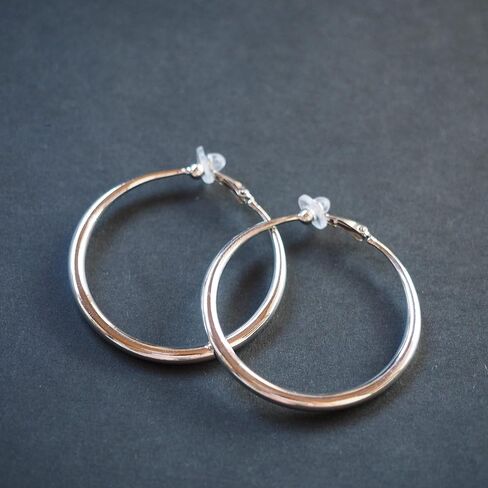 كليب على هوب أقراط الفضة ل ونين مكتنزة سميكة الذهب غير مثقوب هوب أقراط 39 مللي متر 49 مللي متر دمعة ميابي غريس in Kuwait