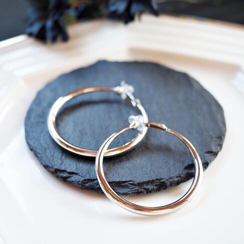 كليب على هوب أقراط الفضة ل ونين مكتنزة سميكة الذهب غير مثقوب هوب أقراط 39 مللي متر 49 مللي متر دمعة ميابي غريس in Kuwait