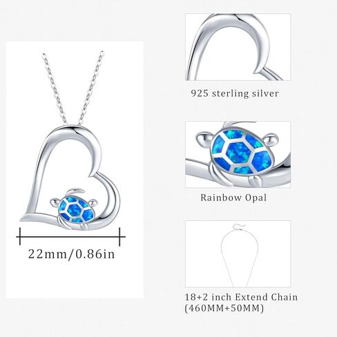 Cuoka Turtle Jewelry Set,925 Sterling Silver Blue Opal Turtle Tortoise Necklace//Turtle Dangle Earrings/Turtle Bracelet Turtle Gifts for Turtle Lover for Women in Saudi Arabia