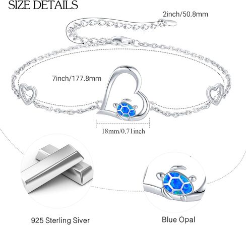 Cuoka Turtle Jewelry Set,925 Sterling Silver Blue Opal Turtle Tortoise Necklace//Turtle Dangle Earrings/Turtle Bracelet Turtle Gifts for Turtle Lover for Women in Saudi Arabia