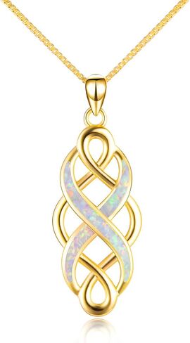 YFN Gold Celtic Earrings Jewelry Jewelry Set for Women Irish Celtic Knot Opal Pendant Necklace Sterling Silver Infinity Love Jewelry in Saudi Arabia