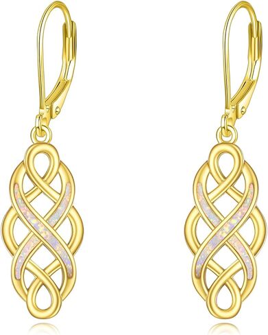 YFN Gold Celtic Earrings Jewelry Jewelry Set for Women Irish Celtic Knot Opal Pendant Necklace Sterling Silver Infinity Love Jewelry in Saudi Arabia