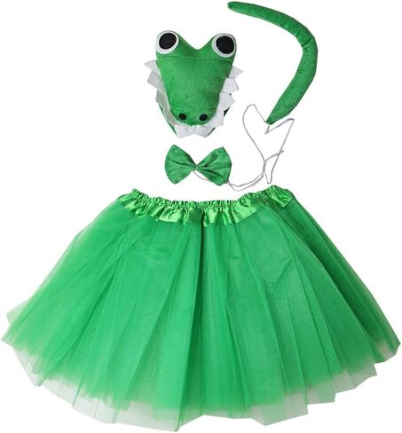 Kirei Sui Kids Animal Green Crocodil Ears Headband Bowtie Tail & Tutu Costume in Kuwait