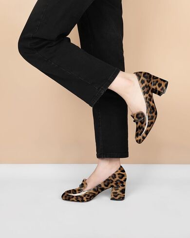 Eldof Women's Pumps Block Heel Round Toe Slip On Chunky Loafer Heel Dress Shoes Pumps for Women 2.5 Inches in Saudi Arabia