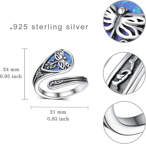 Daixiya Dragonfly Spoon Rings For Women 925 Sterling Silver Adjustable Opal Thumb Rings Vintage Jewelry Gifts For Women Girls in Saudi Arabia