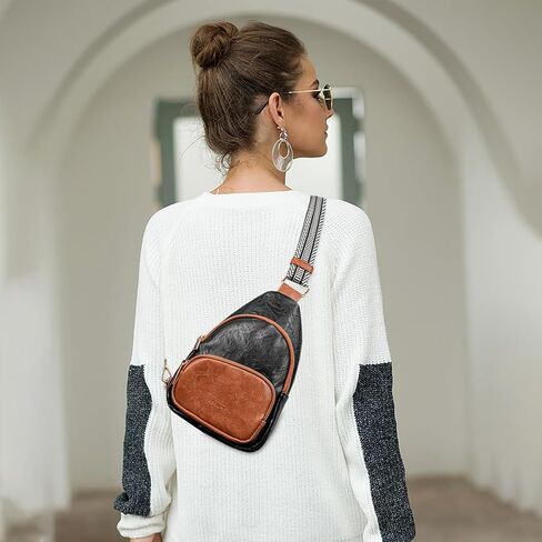 حقيبة كتف صغيرة من أبومي، حقائب كروس للنساء، حقيبة صدر عصرية متعددة الاستخدامات من الجلد، حقيبة صدر للسفر والاستخدام اليومي in Kuwait