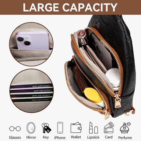 حقيبة كتف صغيرة من أبومي، حقائب كروس للنساء، حقيبة صدر عصرية متعددة الاستخدامات من الجلد، حقيبة صدر للسفر والاستخدام اليومي in Kuwait