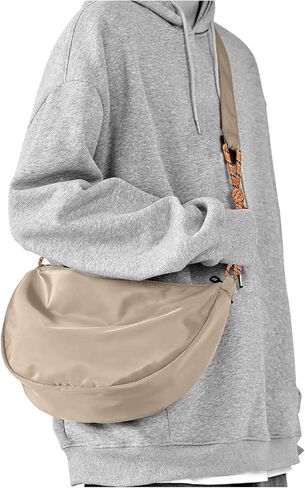 SEAFEW حقيبة هوبو رمادية للنساء والرجال محفظة كروس بودي حبال على ظهره حقائب يد للسيدات حقائب كتف أنيقة حقيبة الهلال حقيبة عبر الجسم حقائب عصرية صغيرة من النايلون حزمة مراوح ناعمة كاجوال in Kuwait