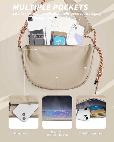 SEAFEW حقيبة هوبو رمادية للنساء والرجال محفظة كروس بودي حبال على ظهره حقائب يد للسيدات حقائب كتف أنيقة حقيبة الهلال حقيبة عبر الجسم حقائب عصرية صغيرة من النايلون حزمة مراوح ناعمة كاجوال in Kuwait