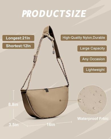 SEAFEW حقيبة هوبو رمادية للنساء والرجال محفظة كروس بودي حبال على ظهره حقائب يد للسيدات حقائب كتف أنيقة حقيبة الهلال حقيبة عبر الجسم حقائب عصرية صغيرة من النايلون حزمة مراوح ناعمة كاجوال in Kuwait