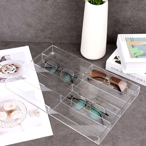منظم نظارات شمسية اكريليك شفاف 8 فتحات من الاكريليك قابل للتكديس لعرض النظارات الشمسية والساعات والمجوهرات والاستخدام المنزلي والعروض التجارية، عبوة من قطعتين in Kuwait