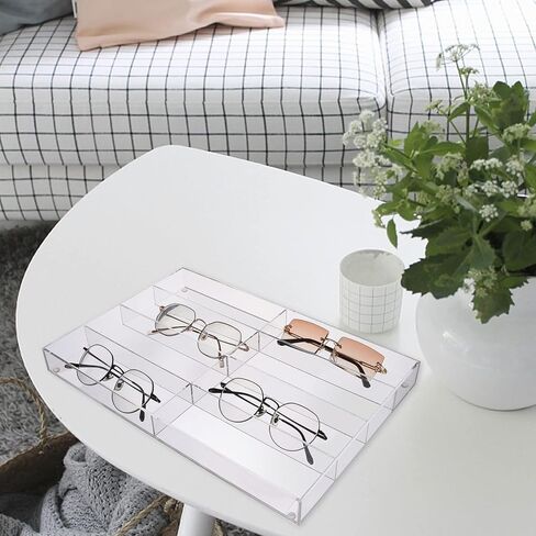 منظم نظارات شمسية اكريليك شفاف 8 فتحات من الاكريليك قابل للتكديس لعرض النظارات الشمسية والساعات والمجوهرات والاستخدام المنزلي والعروض التجارية، عبوة من قطعتين in Kuwait