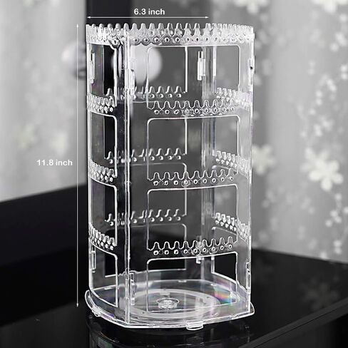 حامل اقراط دوار شفاف بزاوية 360 درجة من الاكريليك، حامل عرض للاقراط مكون من 4 طبقات، حامل عرض على شكل شجرة للاقراط والاساور والقلائد من قطعتين in Kuwait