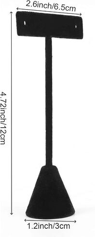 ZEONHEI 6 PCS 4.73 Inch T Stand Earring Holder, Black Velvet Earring Display T Shape Organizer, Metal T Bar Earring Display Stand for Selling, Showcase Display, Dressing Table and Jewelry Trade Show in Saudi Arabia