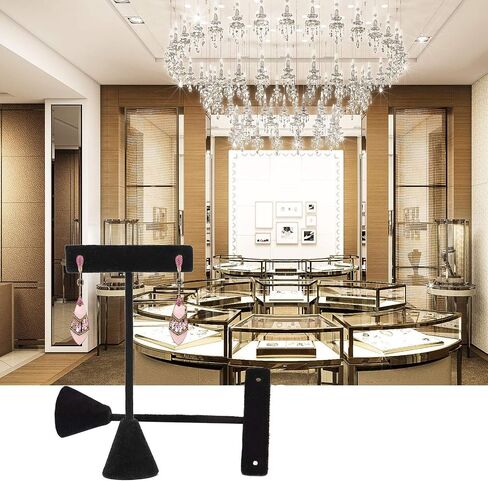 ZEONHEI 6 PCS 4.73 Inch T Stand Earring Holder, Black Velvet Earring Display T Shape Organizer, Metal T Bar Earring Display Stand for Selling, Showcase Display, Dressing Table and Jewelry Trade Show in Saudi Arabia