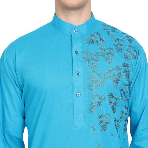 SKAVIJ Kurta Pajama Set for Men Embroidered Cotton Wedding Party Dress Suit in Saudi Arabia
