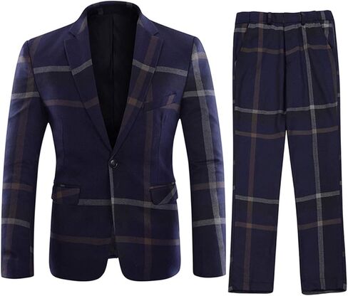 طقم بدلة رجالي منقوش من YFFUSHI مكون من قطعتين سترة وسروال بدلة تكس in Kuwait