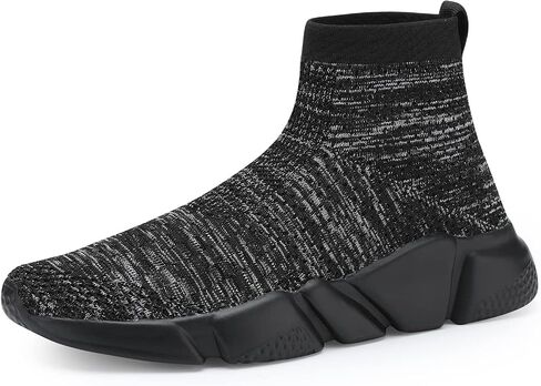Casbeam Men's Running Knit Comfortable Lightweight Breathable Casual Sports Shoes Fashion Sneakers Slip-On Walking Shoes Black Grey Size 15 in Saudi Arabia