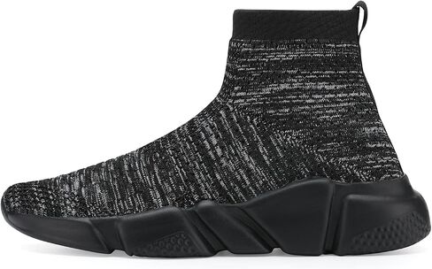 Casbeam Men's Running Knit Comfortable Lightweight Breathable Casual Sports Shoes Fashion Sneakers Slip-On Walking Shoes Black Grey Size 15 in Saudi Arabia