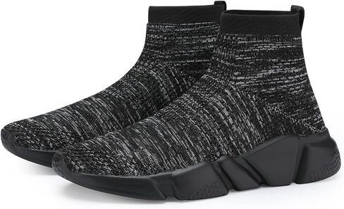 Casbeam Men's Running Knit Comfortable Lightweight Breathable Casual Sports Shoes Fashion Sneakers Slip-On Walking Shoes Black Grey Size 15 in Saudi Arabia