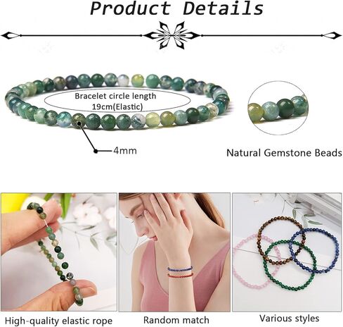 Jewdreamer 12 قطعة 4 مم أساور من الأحجار الكريمة كريستال صغير مطرز أساور للنساء بيان الطاقة سحر شفاء أساور للجنسين الأزواج تمتد أساور مجوهرات in Kuwait