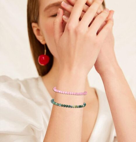 Jewdreamer 12 قطعة 4 مم أساور من الأحجار الكريمة كريستال صغير مطرز أساور للنساء بيان الطاقة سحر شفاء أساور للجنسين الأزواج تمتد أساور مجوهرات in Kuwait