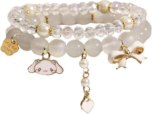 Cinnamoroll Crystal Bead Bracelet Kuromi and My Melody Sanrio Bracelets for BFF Friendship Cute Kawaii Elastic Relationship Matching Beaded Bracelets for Girls Women in Saudi Arabia