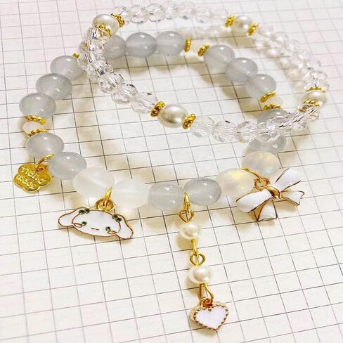 Cinnamoroll Crystal Bead Bracelet Kuromi and My Melody Sanrio Bracelets for BFF Friendship Cute Kawaii Elastic Relationship Matching Beaded Bracelets for Girls Women in Saudi Arabia