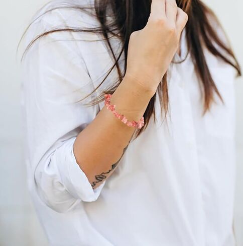 JEWPARK 12 قطعة سوار رقاقة كريستال كريستال تمتد سوار جوهرة طبيعية سوار غير النظامية رقاقة حجر سوار هدية للنساء in Kuwait