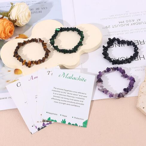 JEWPARK 12 قطعة سوار رقاقة كريستال كريستال تمتد سوار جوهرة طبيعية سوار غير النظامية رقاقة حجر سوار هدية للنساء in Kuwait