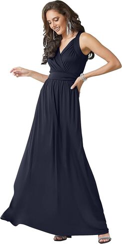 KOH KOH Womens Long Sleeveless Flowy Bridesmaid Cocktail Evening Gown Maxi Dress in Kuwait