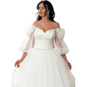 Passat Crystal Bridal Sleeve Detachable Puff Sleeves For Wedding Dress Point D'Esprit Tulle Removable Sleeves For Bride New in Kuwait