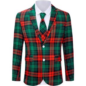 uideazone Men's Christmas Blazer Suit 3D Printed Tuxedo Jacket Xmas Party Sports Coat with Tie for Dinner,Prom,Wedding