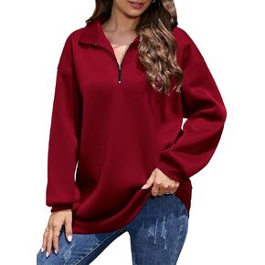 Amoretu Womens Sweatshirts Oversized Half Zip Long Sleeve Pullover in Saudi Arabia