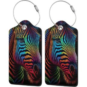 2 Pcs Luggage Tag for Suitcase, American Eagle Flag Unique Leather Suitcase Tags with Full Privacy Cover Stainless Steel Loop for Women Men Travel Baggage Bag Backpack in Kuwait