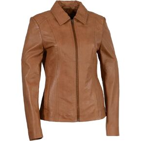 Milwaukee Leather SFL2850 Women's Classic Black Zippered Motorcycle Style Fashion Leather Jacket with Shirt Style Collar