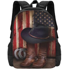 حقيبة ظهر Ohiokwei American Western Cowboy، حقيبة ظهر صغيرة للسفر مقاس 16.5 بوصة، حقيبة رياضية للكمبيوتر المحمول للرجال والنساء