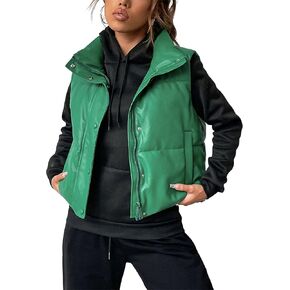 تانمينج سترة شتوية منتفخة من الجلد الصناعي للنساء خفيفة الوزن بسحاب وياقة واقفة in Kuwait