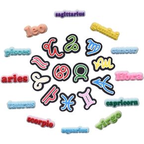 24 قطعة من سحر أحذية زودياك للأطفال والكبار - برج الحمل الثور الجوزاء السرطان الأسد العذراء الميزان العقرب القوس الجدي الدلو الحوت ديكور دبوس PVC لشرائح الفقاعات والقباقيب in Kuwait