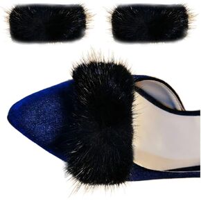 Tsangbaby Mink Fur Shoe Clips Plush Strips Hairball Pump Shoe Charms for Ladies Leather Shoes Kids Coat Bag Decoration