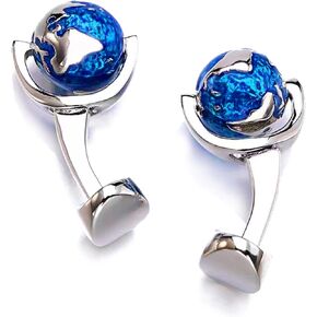 Fashion Men's Exquisite Blue Enamel Earth Cuff Links Tuxedo Shirt Brass Cufflinks Business Attire Cufflinks Accessories Special Occasions Wedding Grooms Jewelry Best Gifts in Saudi Arabia