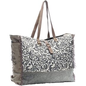 Myra Bag Floral Upcycled Canvas & Cowhide Weekender Bag S-1142 in Saudi Arabia