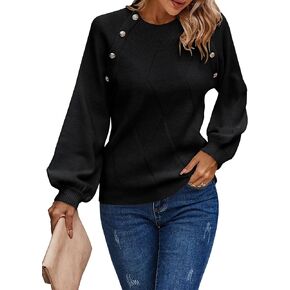 AOVDE Women's Long Sleeve Sweaters 2024 Fall Winter Crewneck Oversized Ribbed Knit Pullover Sweater Tops
